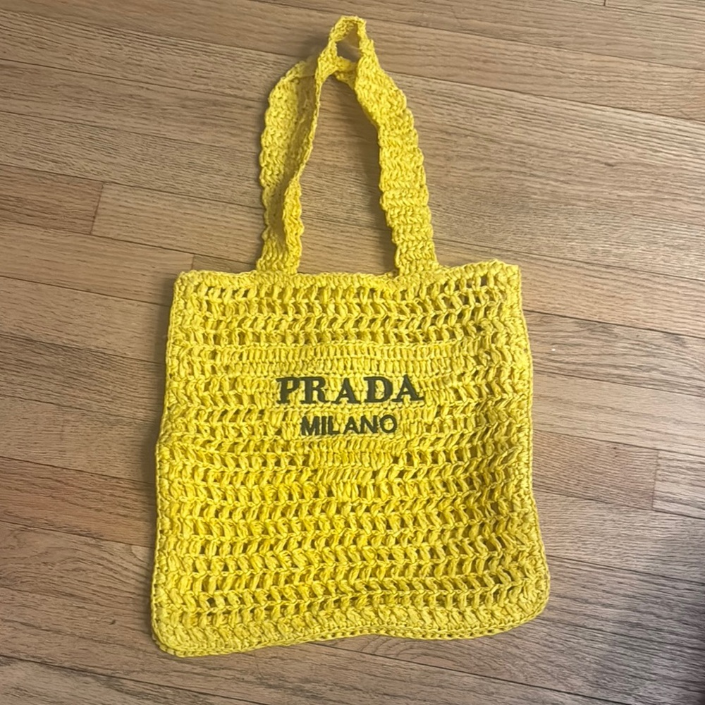 Bright Yellow Crochet Tote